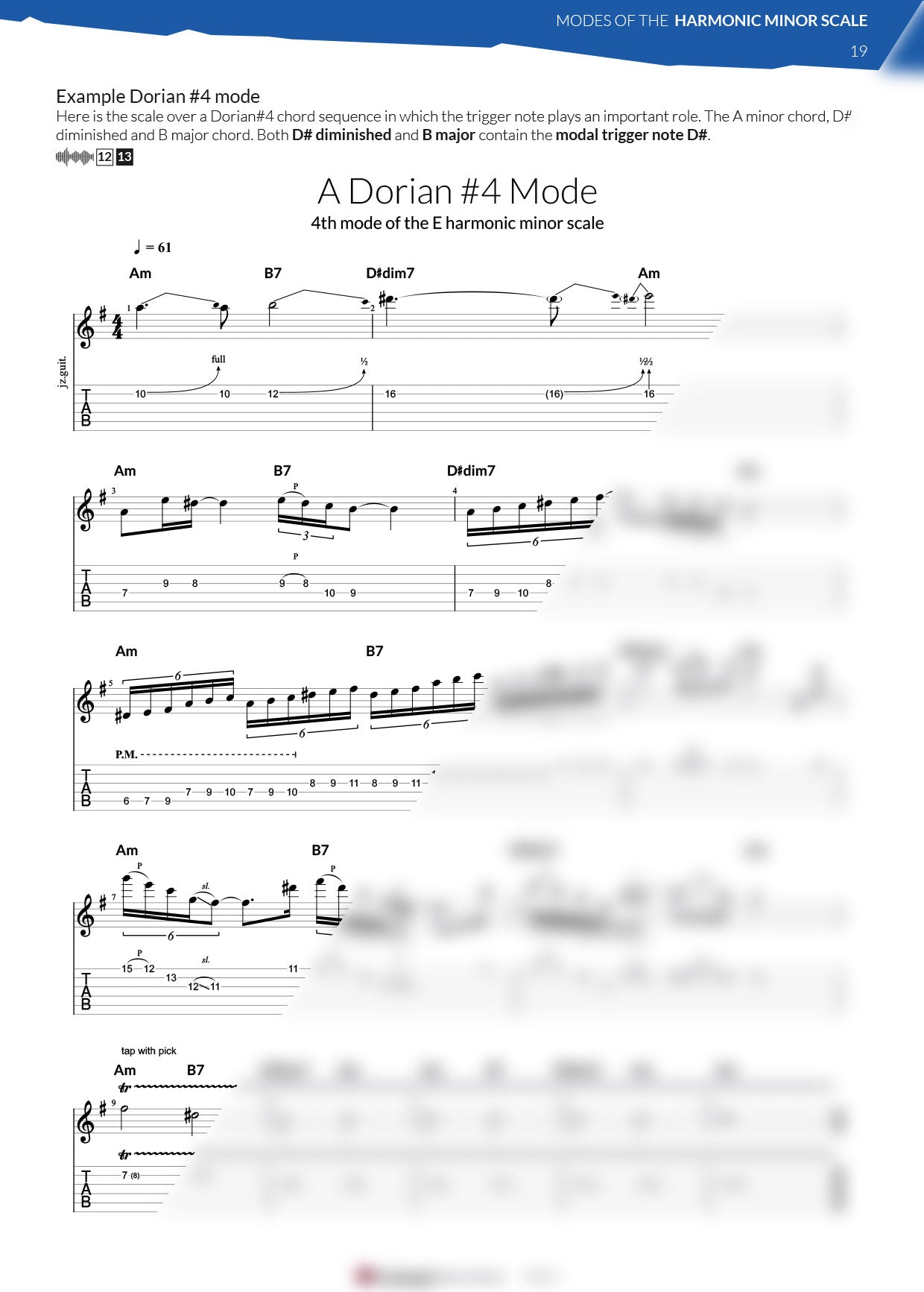 Modes of the harmonic minor scale