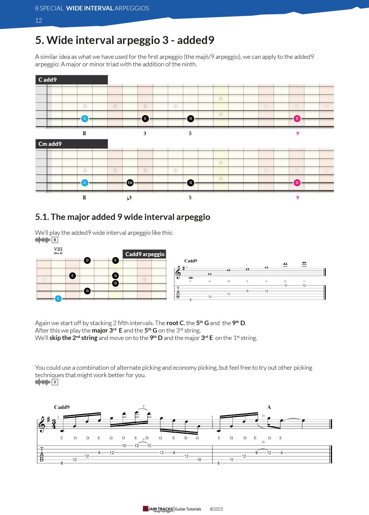 Eight special wide interval arpeggios and licks