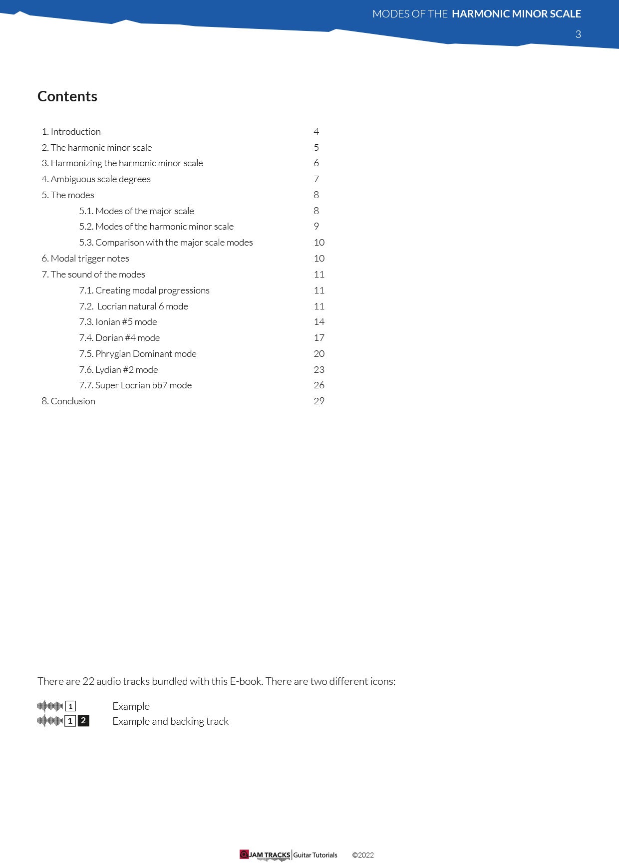 Modes of the harmonic minor scale