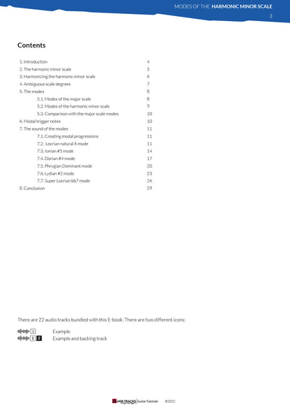 Modes of the harmonic minor scale