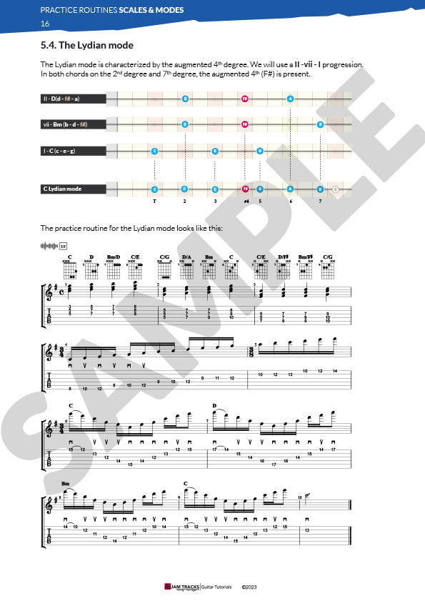 Practice routines for guitar - scales and modes