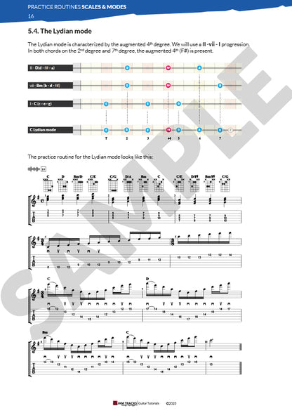 Practice routines for guitar - scales and modes