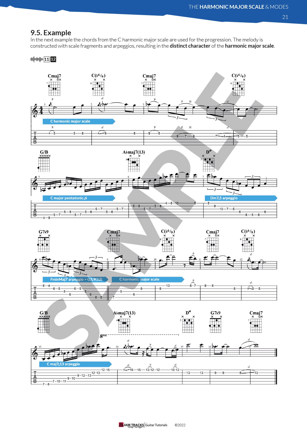 The Harmonic Major Scale and the modes – QJamTracks Guitar Tutorials