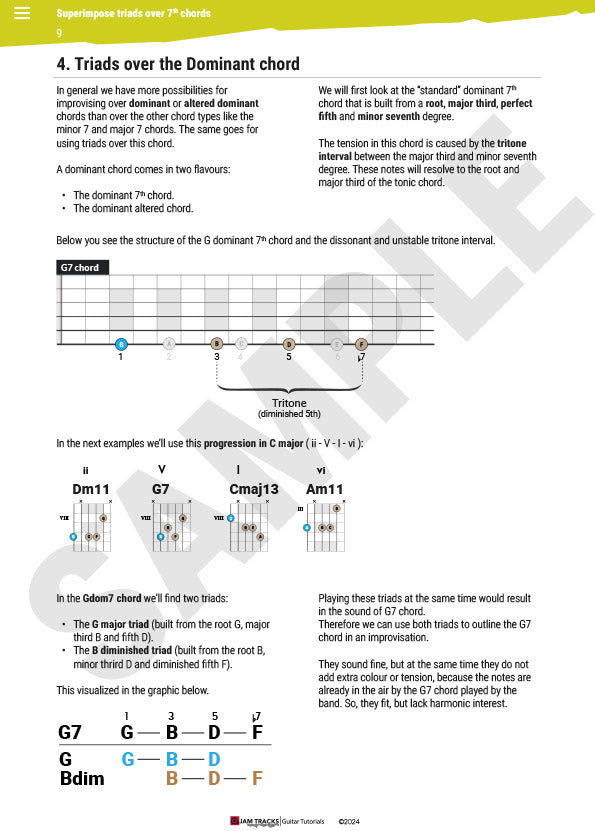 Superimpose triads over 7th chords - Advanced solo technique for Guitar